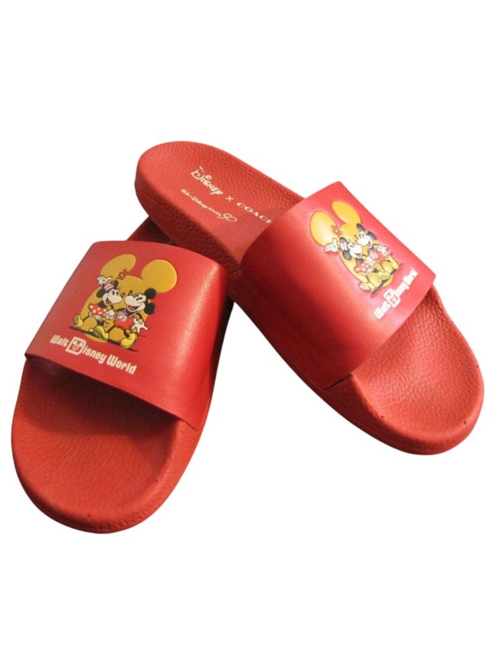 Disney x Coach Walt Disney World 9 Red Minnie Mickey Slides Sandals - Picture 1 of 4